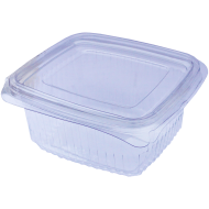 Set 100 caserole din pet, transparente, cu capac atasat, 375 ML
